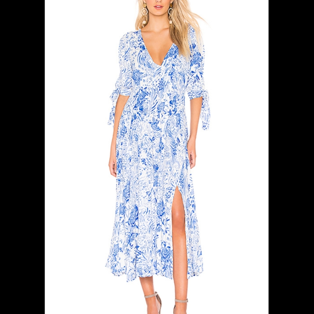 Free People Blue and White Floral Maxi Dress